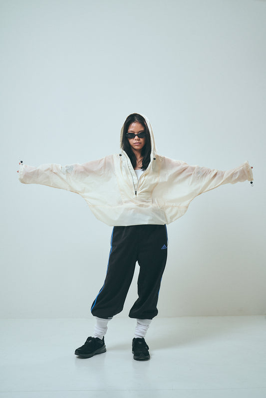 Draw cord nylon anorak hoodie