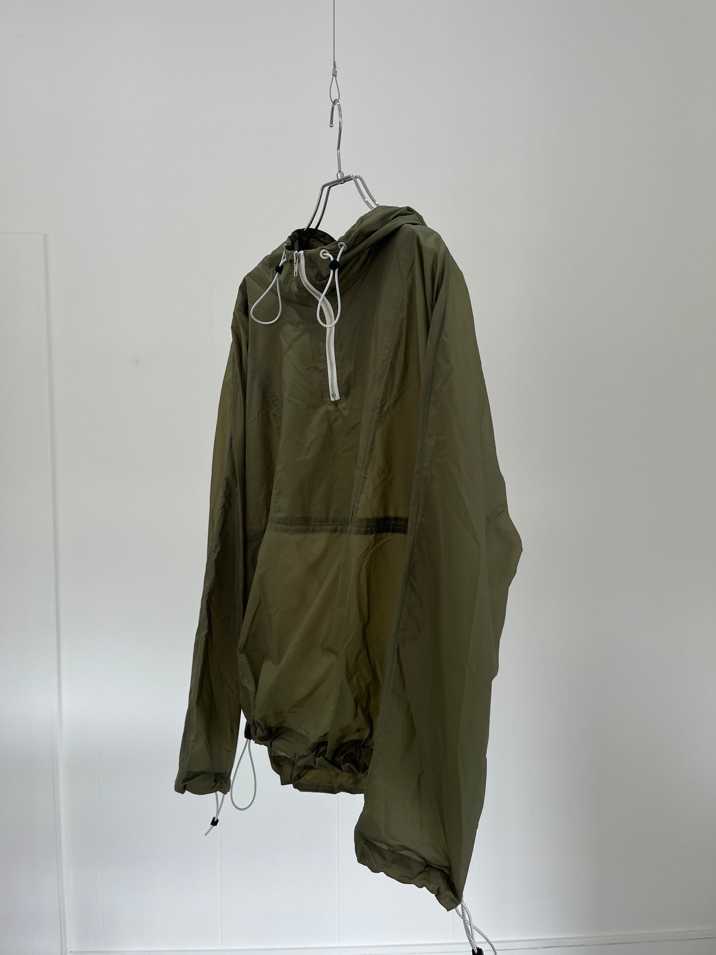 Draw cord nylon anorak hoodie