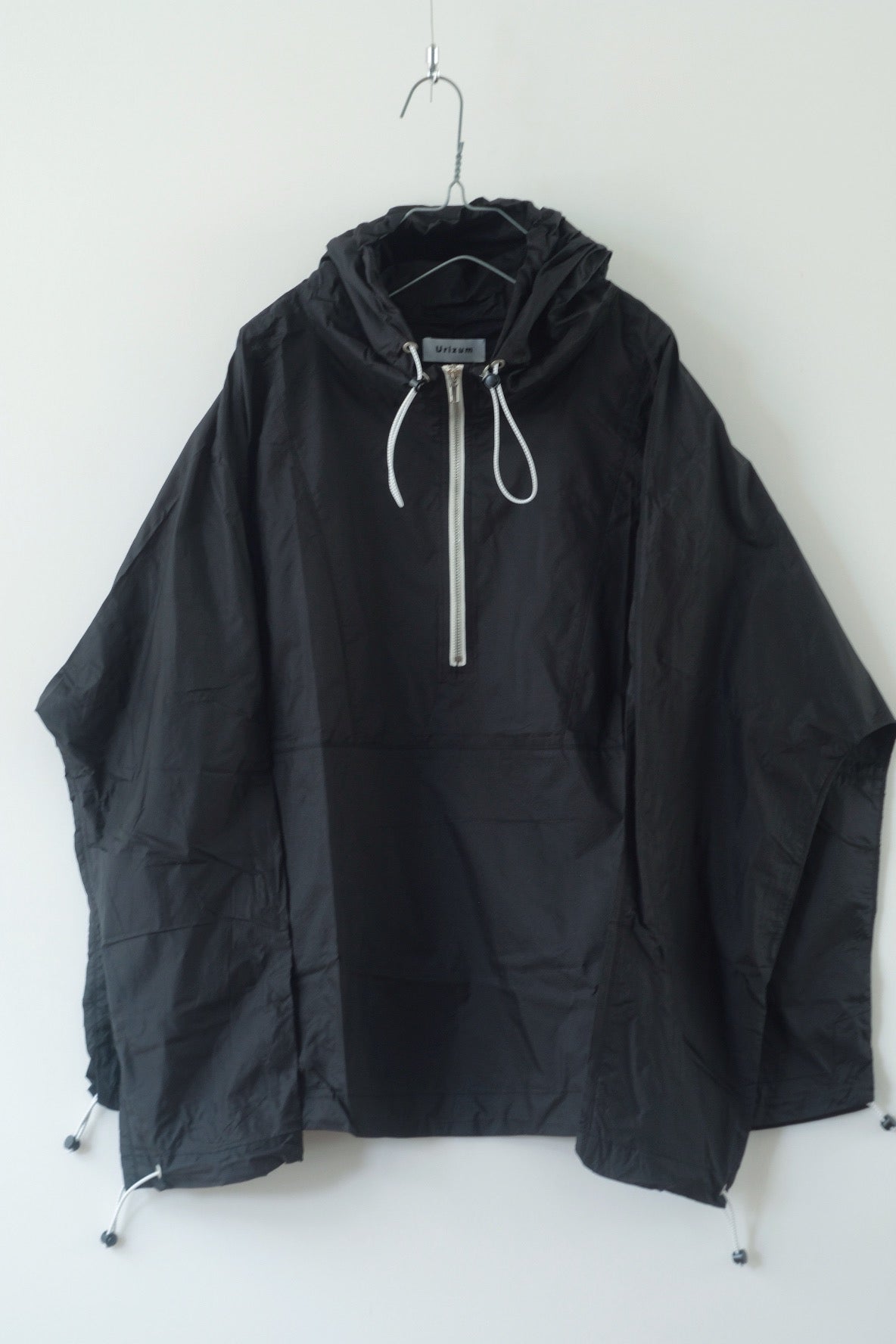 Draw cord nylon anorak hoodie