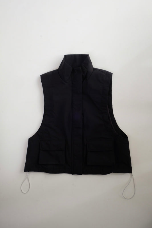 Draw cord high neck vest