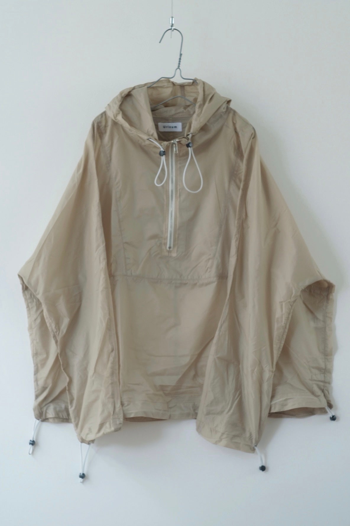 Draw cord nylon anorak hoodie