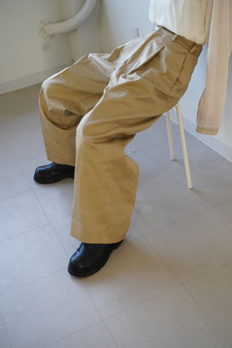 Chino one-tuck wide pants