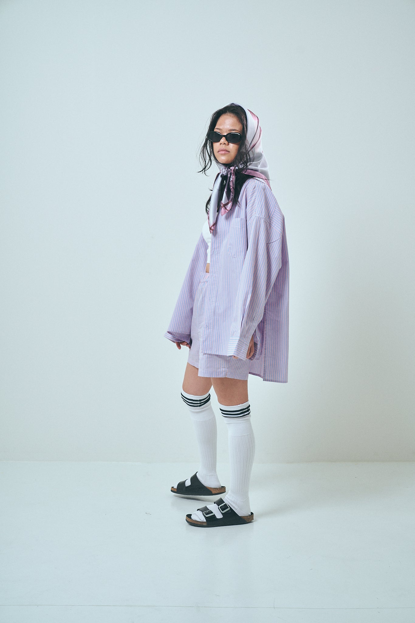 Regularcollar stripe shirt