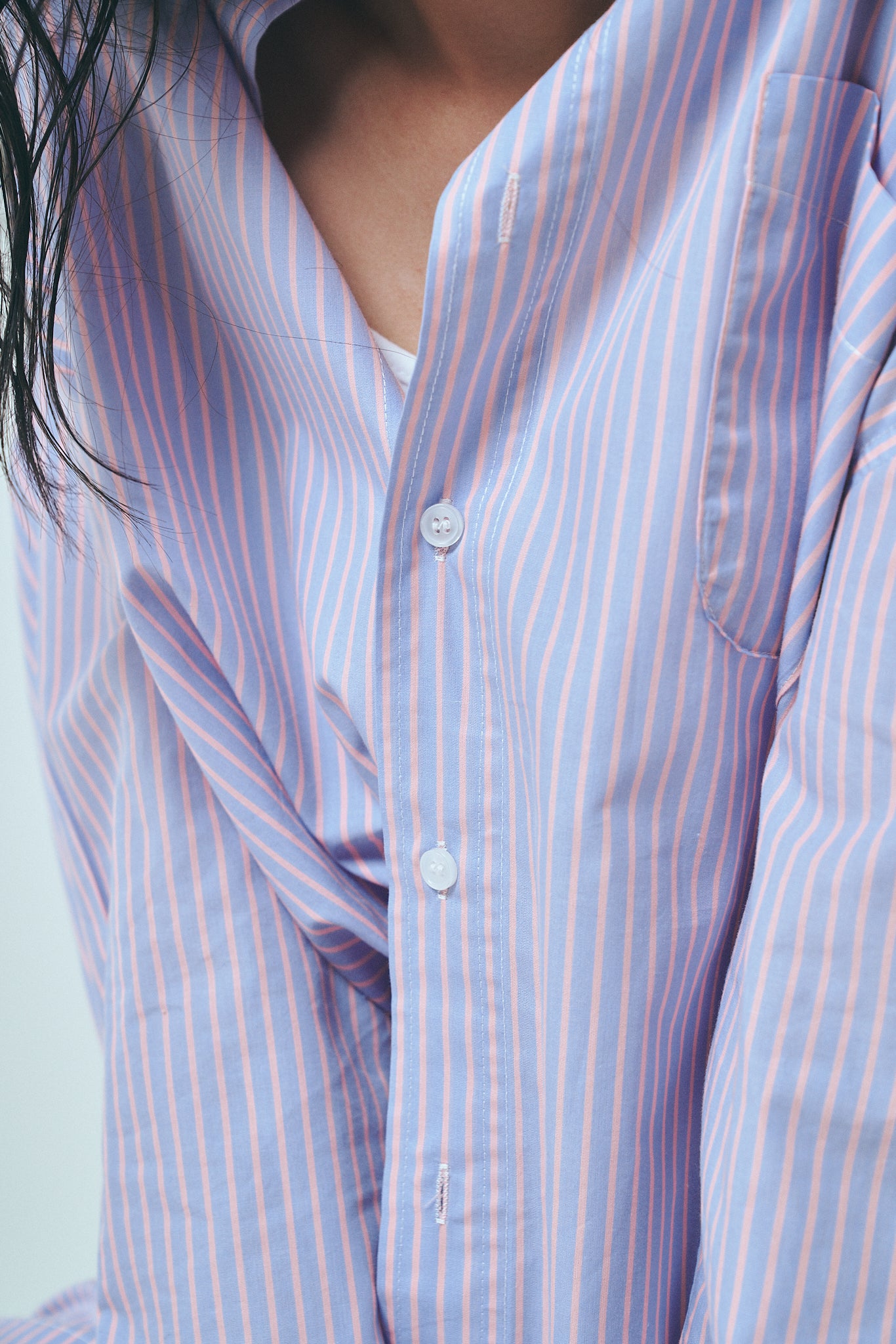 Regularcollar stripe shirt