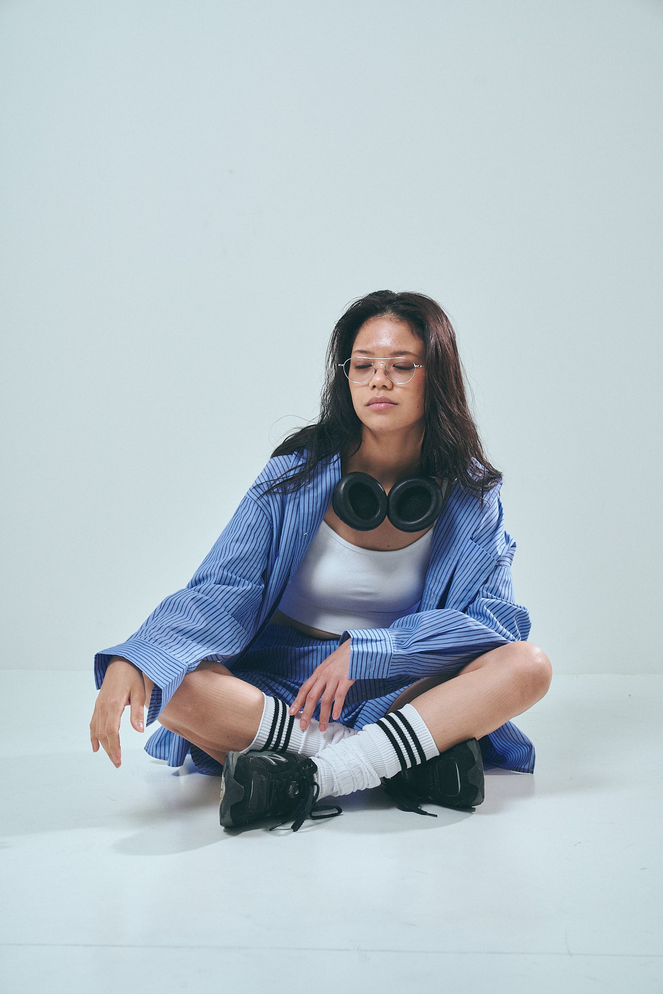 Regularcollar stripe shirt