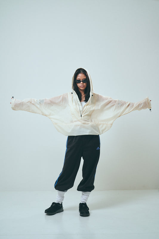 Draw cord nylon anorak  hoodie