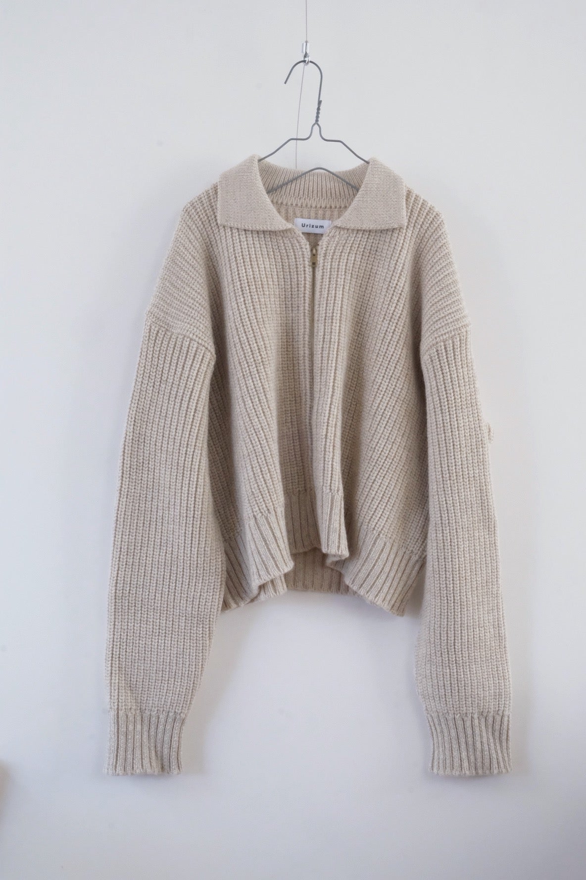 片畦編みzipup  knit jaket