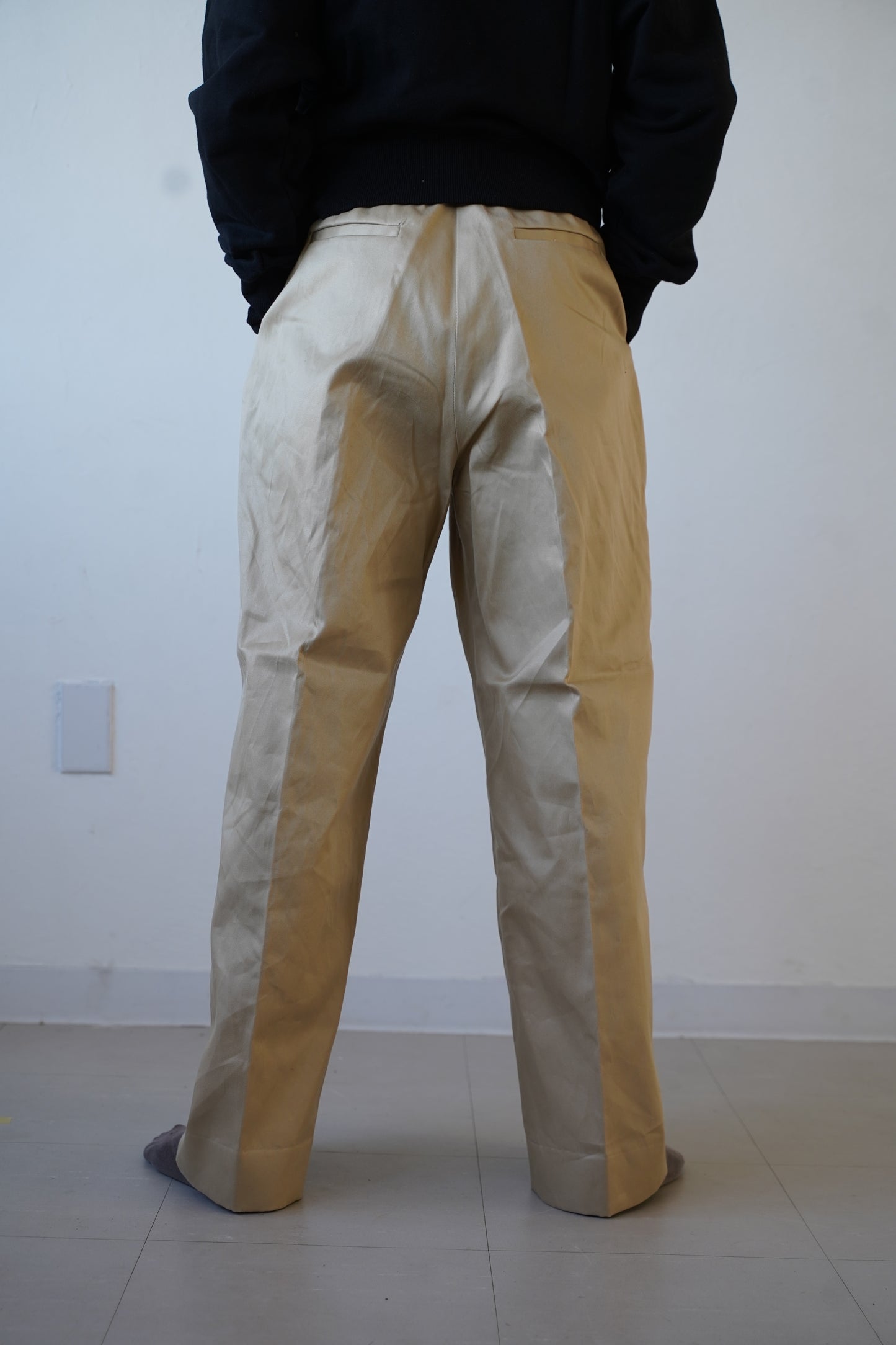 Chino one-tuck wide pants