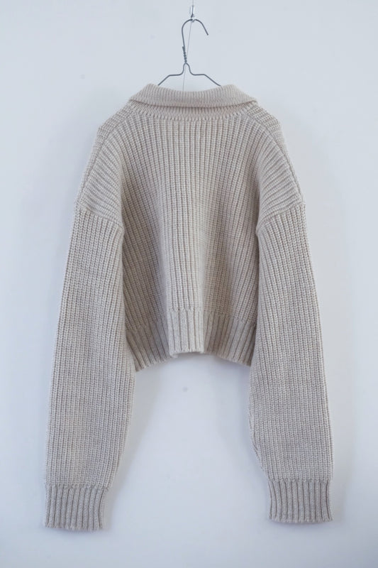 片畦編みzipup  knit jaket