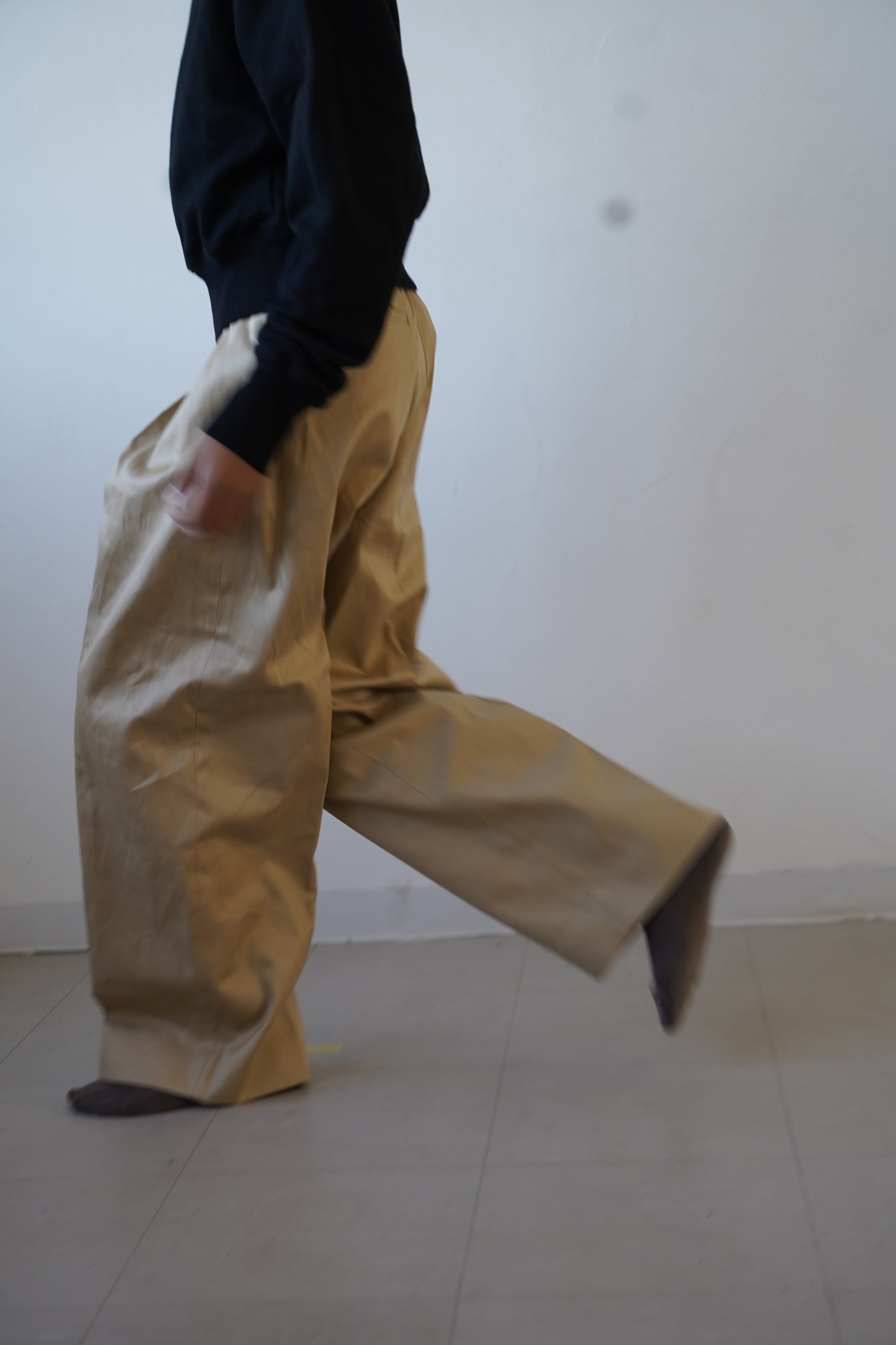 Chino one-tuck wide pants