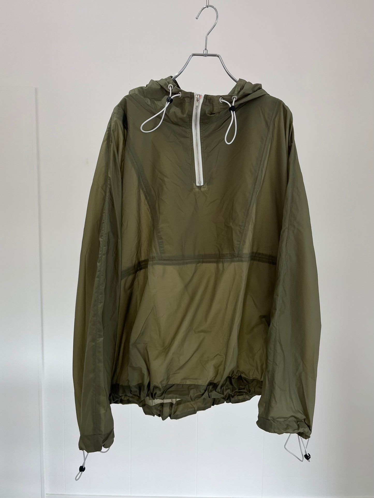 Draw cord nylon anorak  hoodie