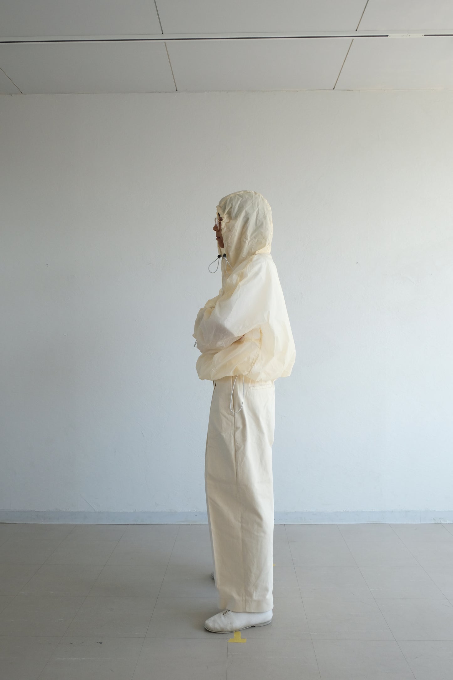 Draw cord nylon anorak  hoodie