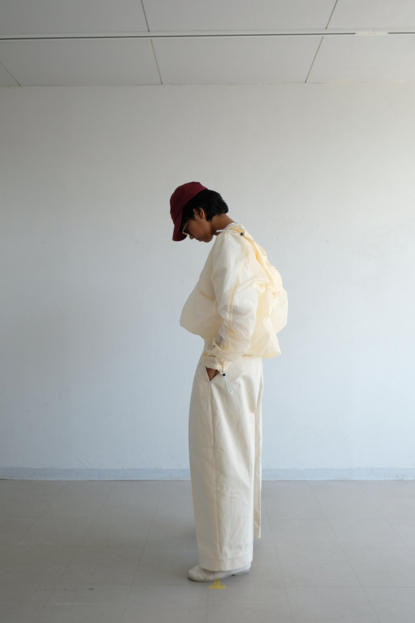 Draw cord nylon anorak  hoodie
