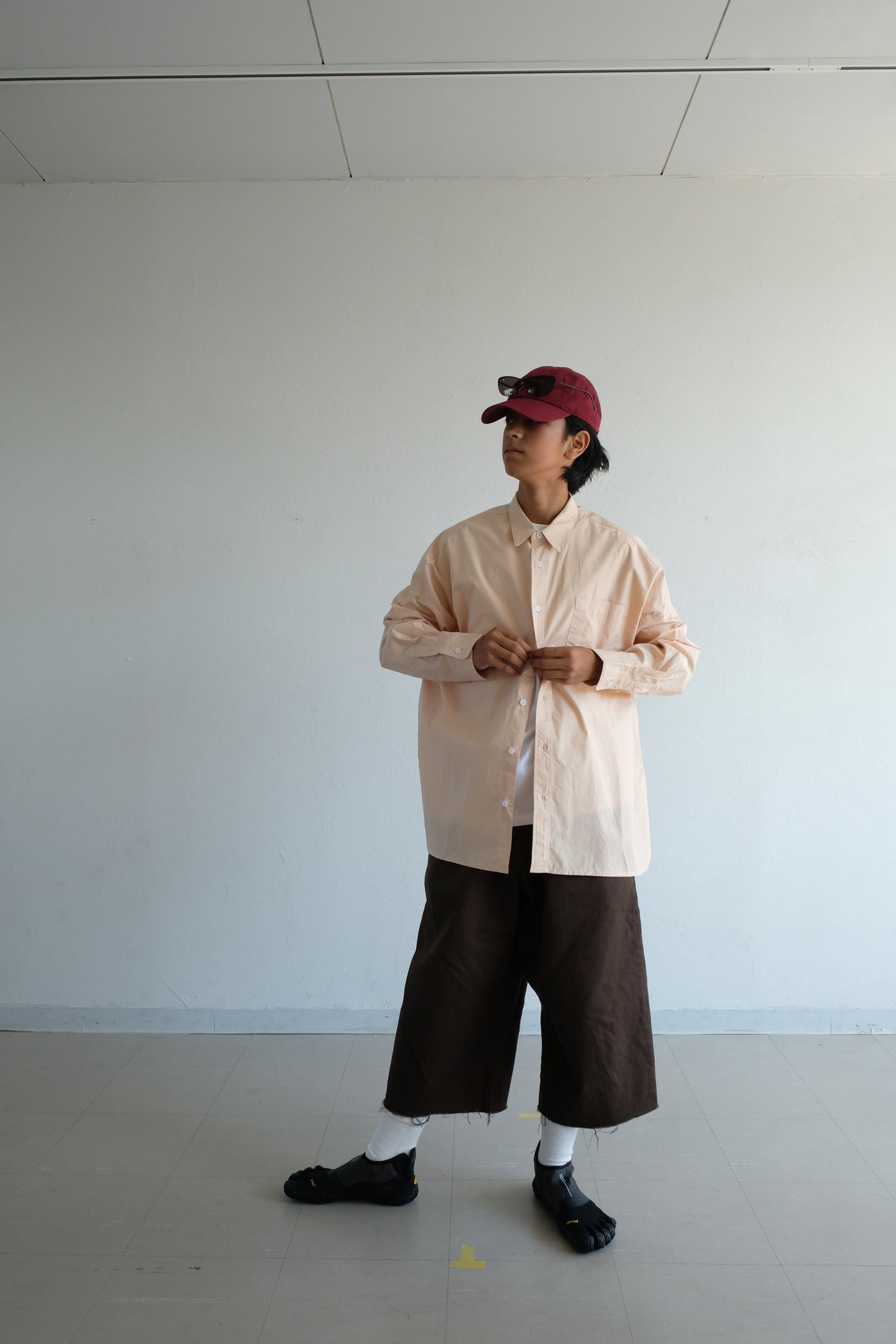 Box silhouette regularcollar shirt