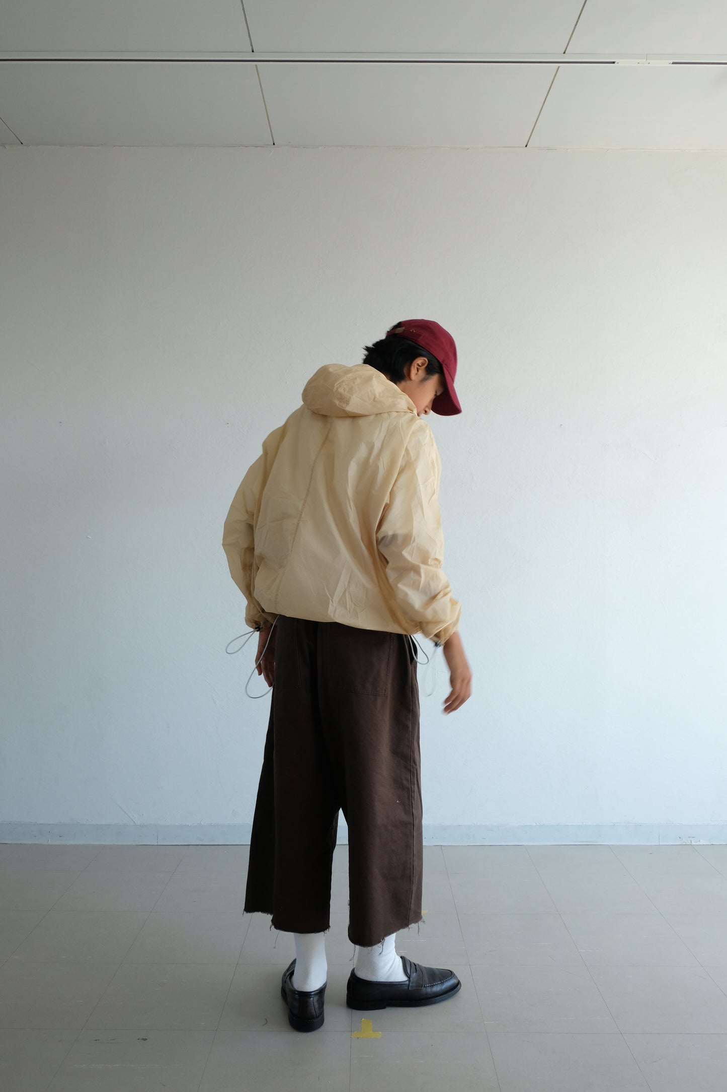 Draw cord nylon anorak  hoodie