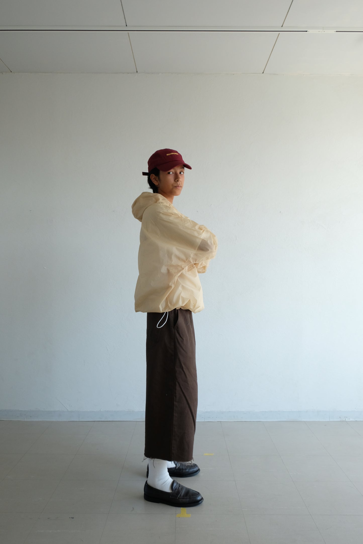 Draw cord nylon anorak  hoodie