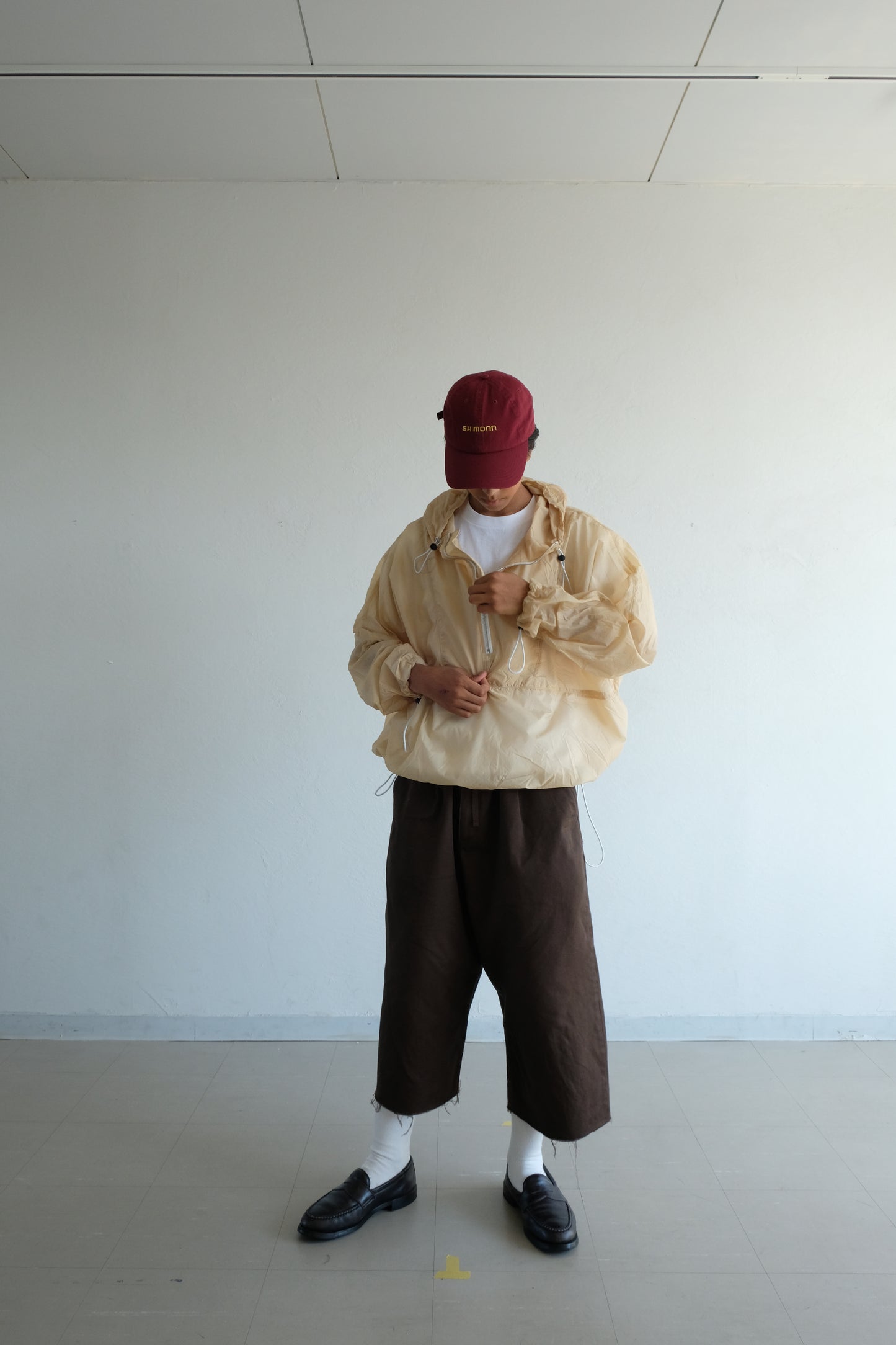 Draw cord nylon anorak  hoodie