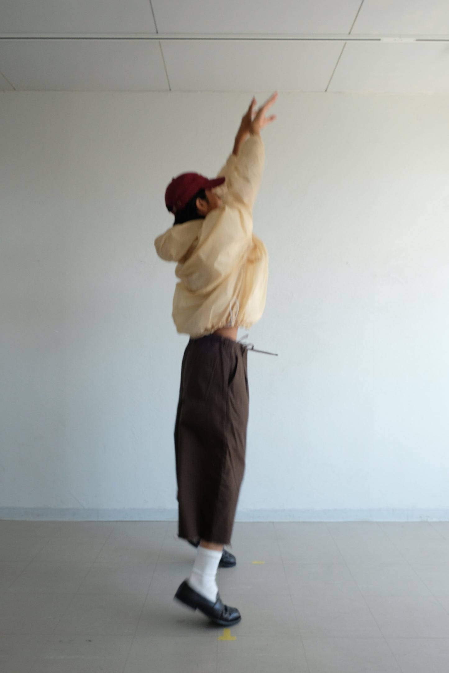 Draw cord nylon anorak  hoodie