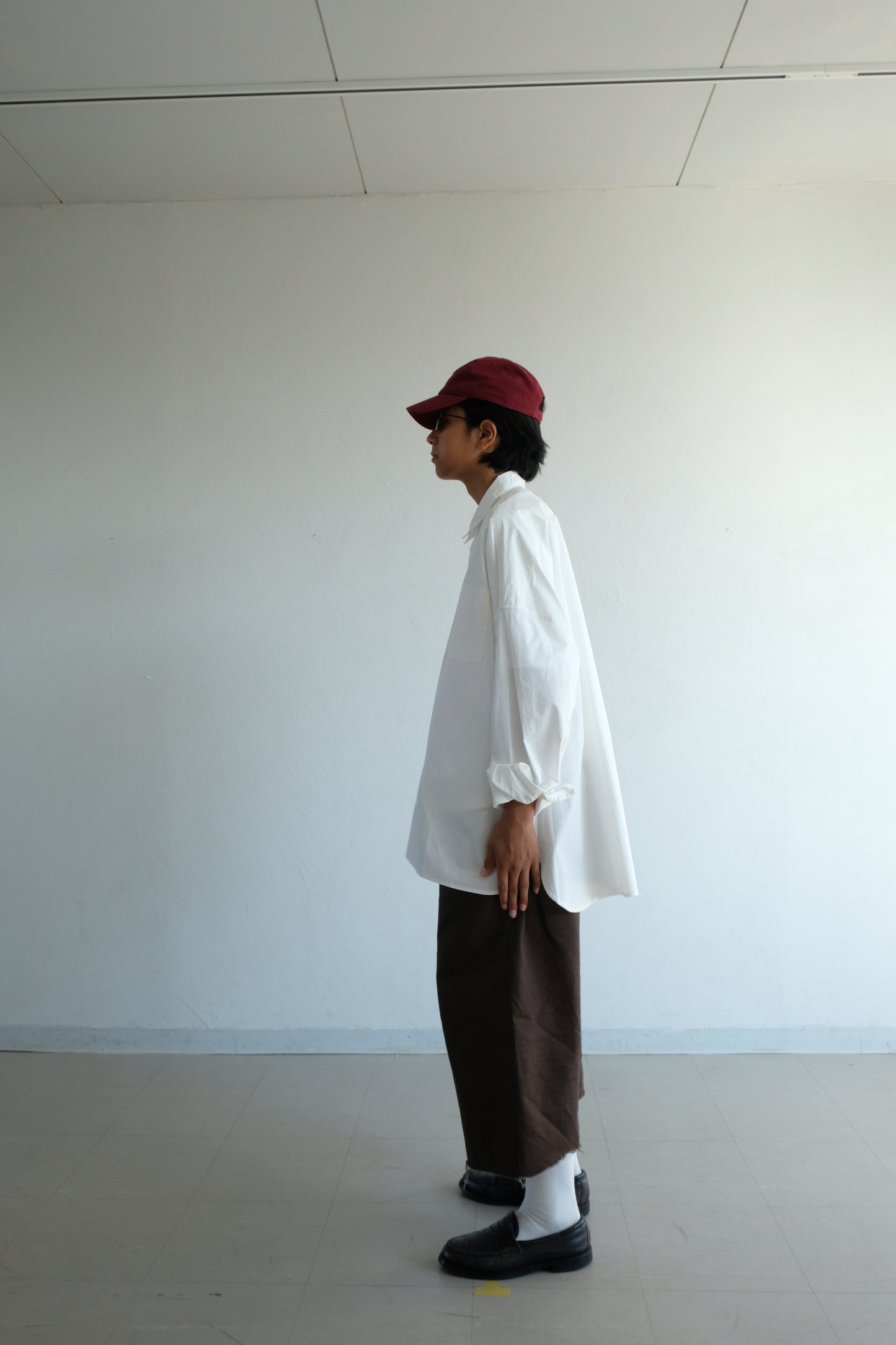 Box silhouette regularcollar shirt