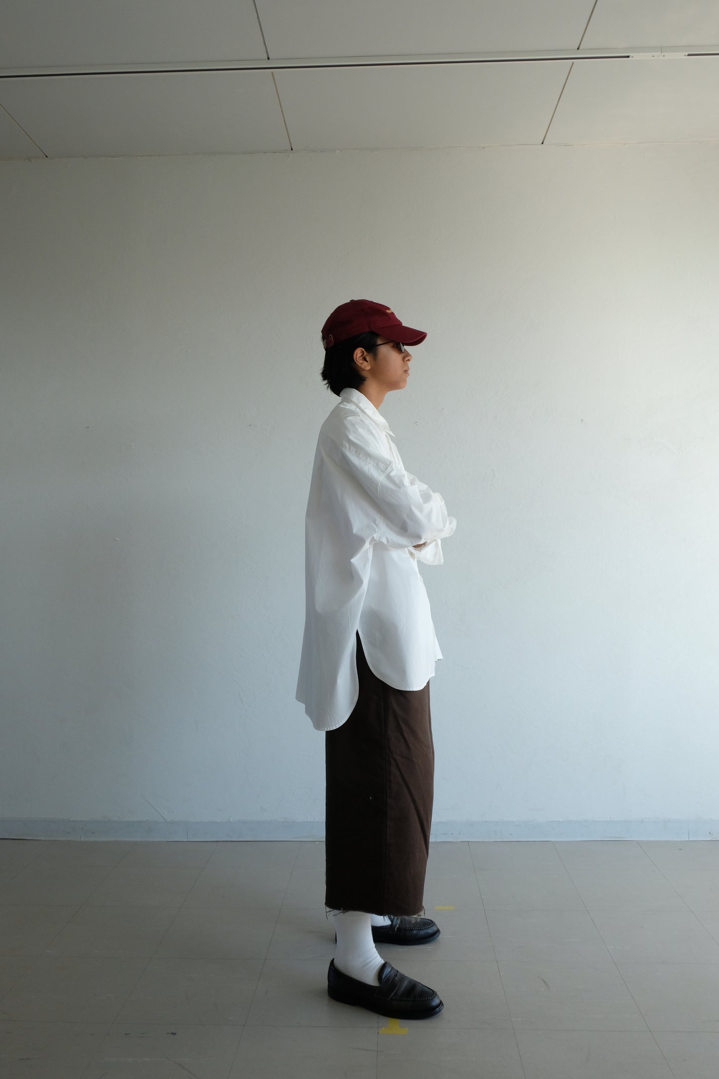 Box silhouette regularcollar shirt