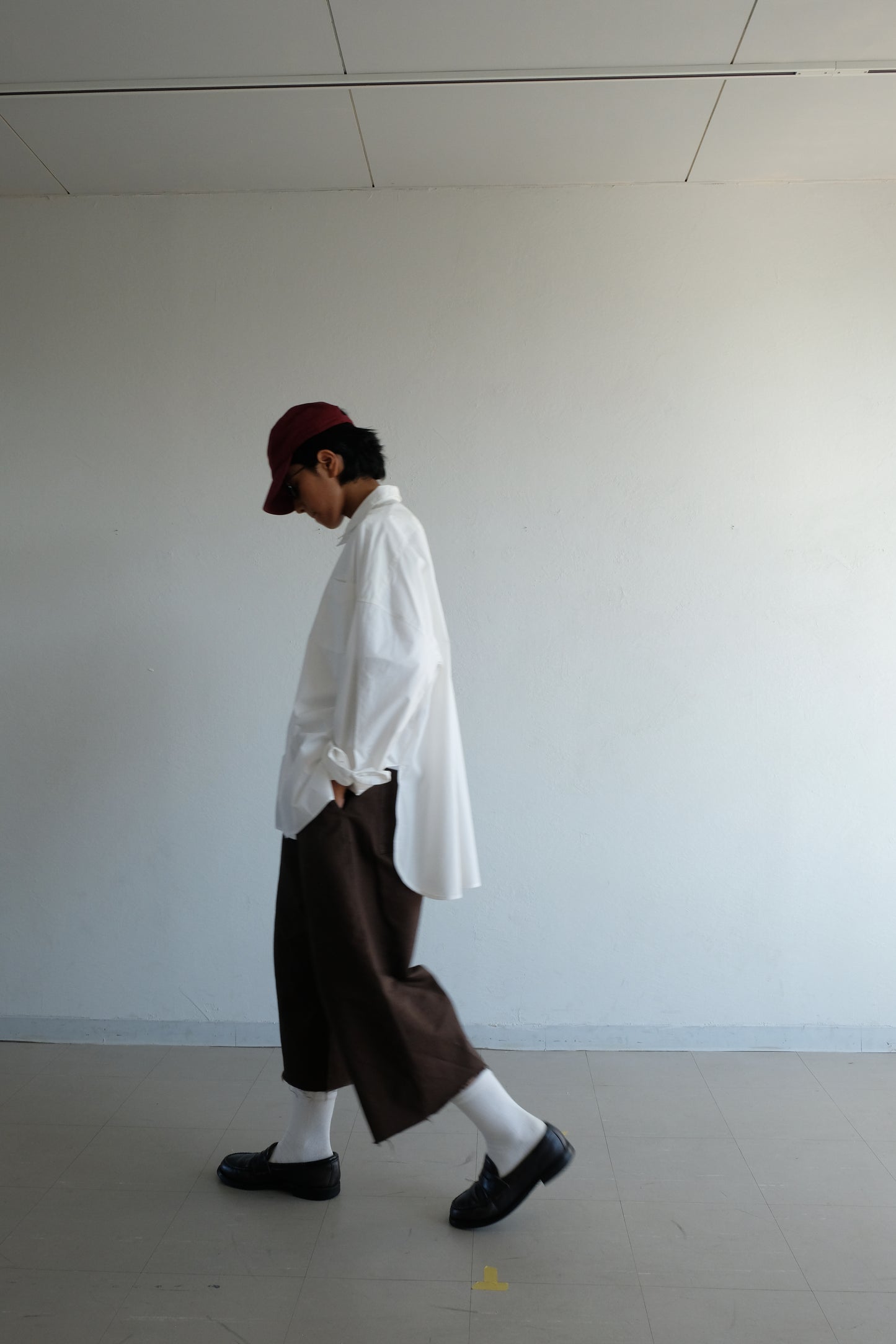 Box silhouette regularcollar shirt