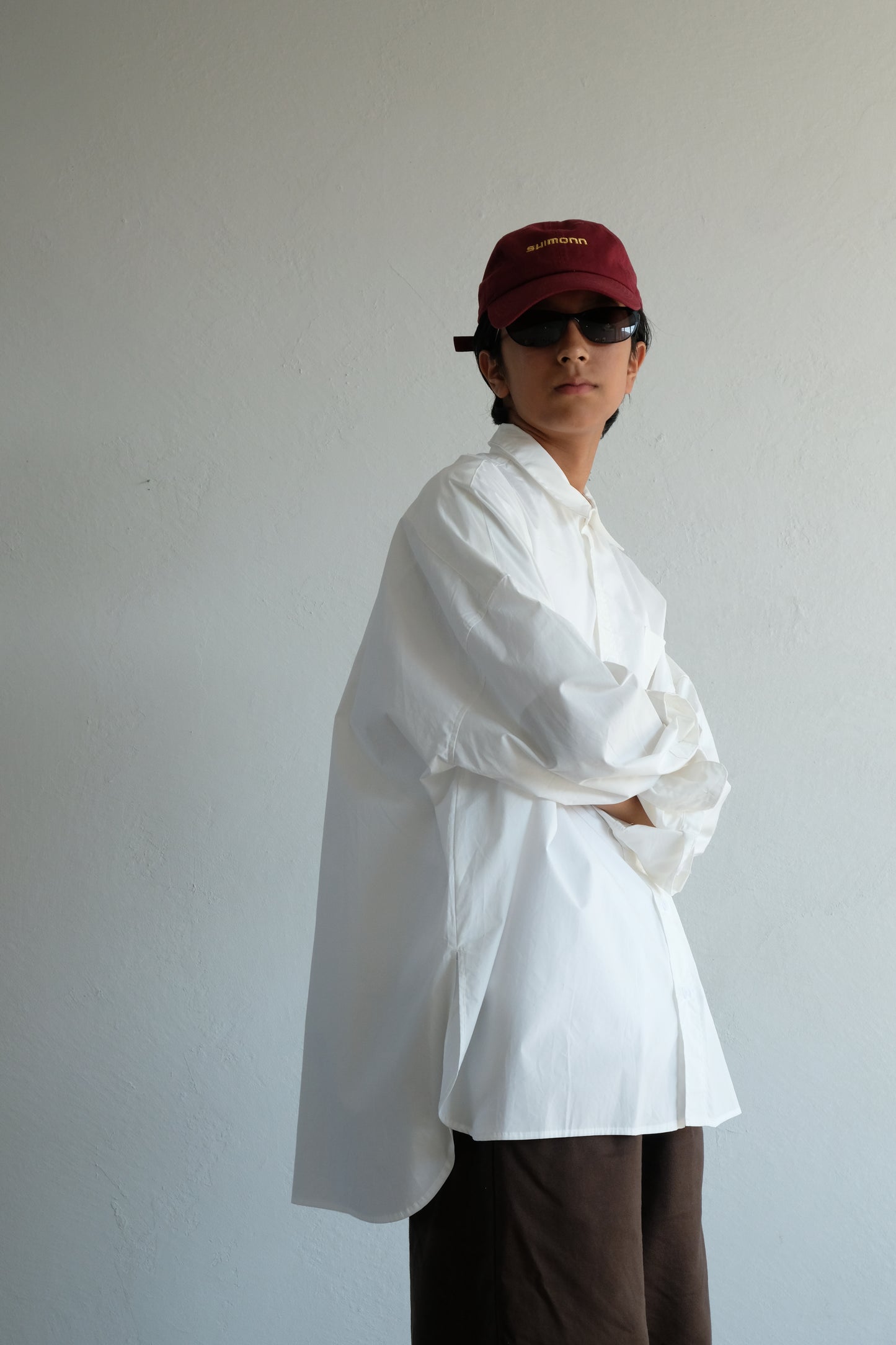 Box silhouette regularcollar shirt