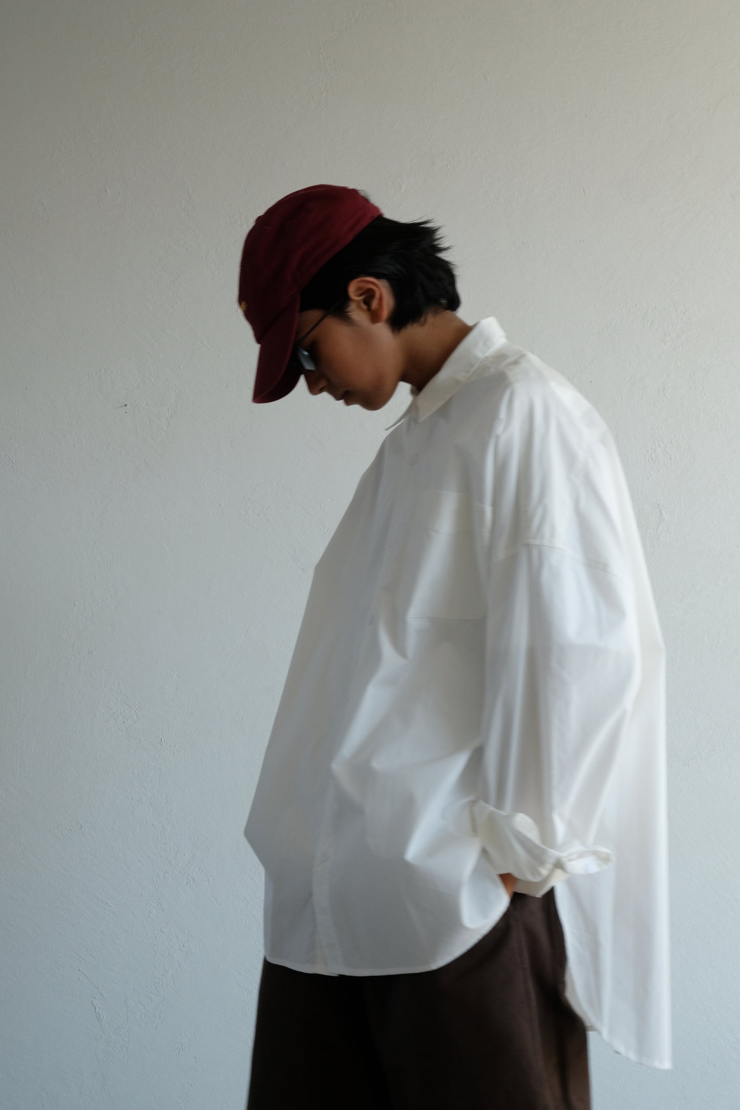 Box silhouette regularcollar shirt