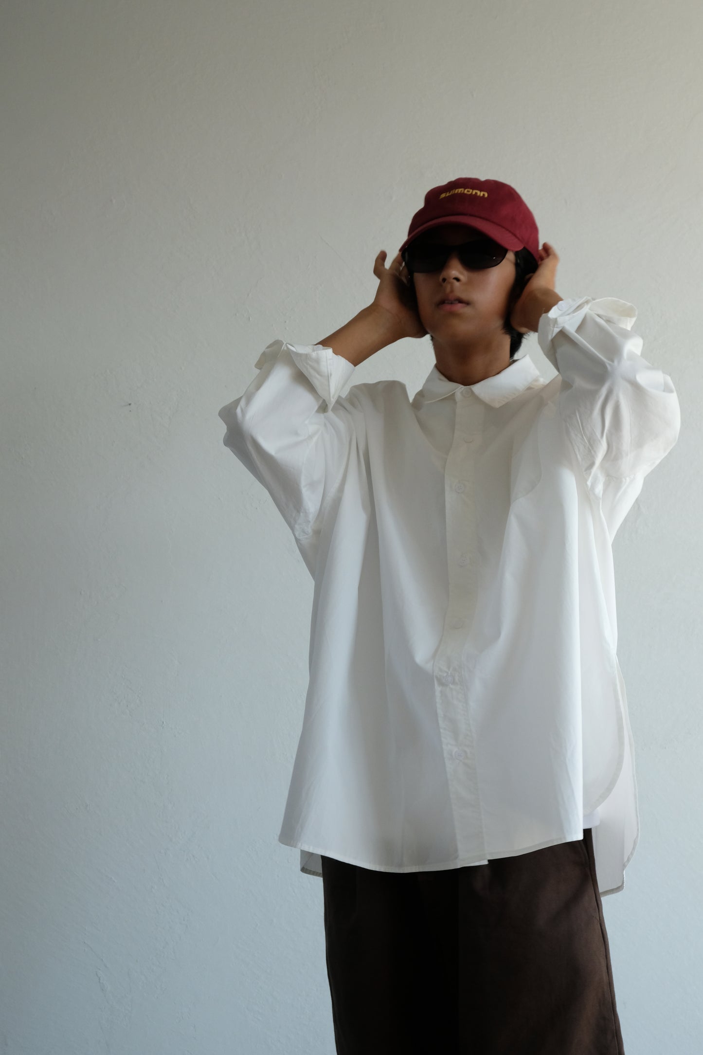 Box silhouette regularcollar shirt