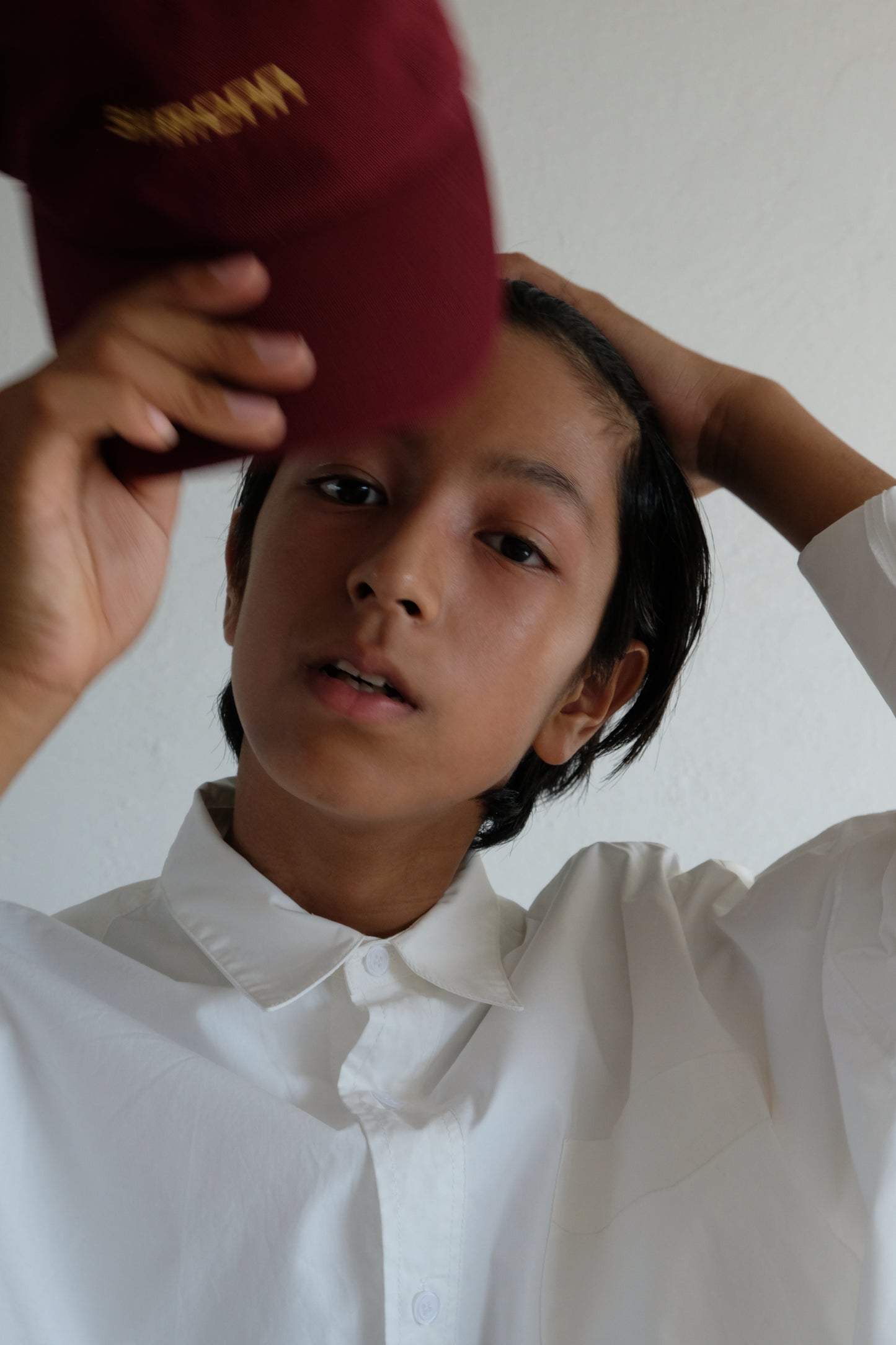 Box silhouette regularcollar shirt